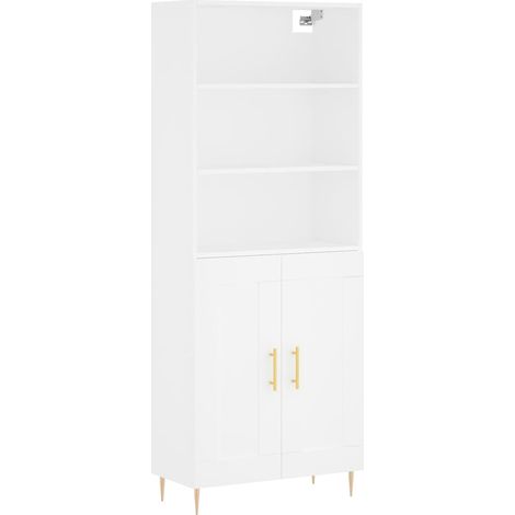 Maison Exclusive - Buffet haut Blanc 69,5x34x180 cm Bois d'ingénierie (1/5)
