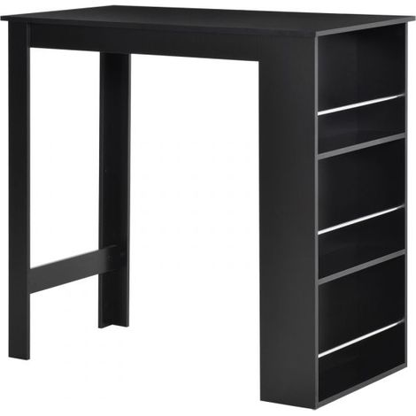 EASYCOMFORT Bancone da Cucina Tavolo Alto con 3 Mensole in Legno, 112x57x106cm, Nero
