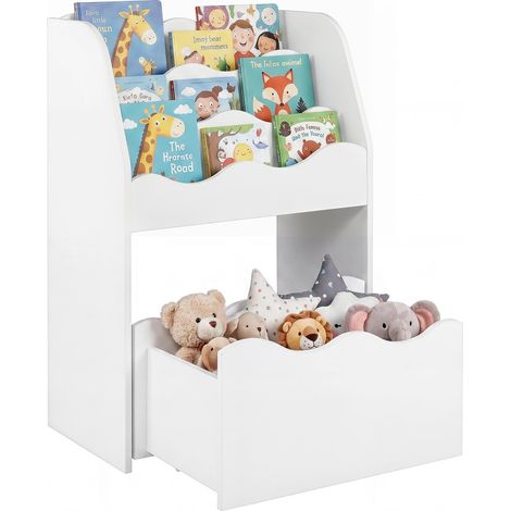 COSTWAY Libreria Montessoriana per Bambini Cassetto Portagiochi su Ruote (Bianco) (1/5)
