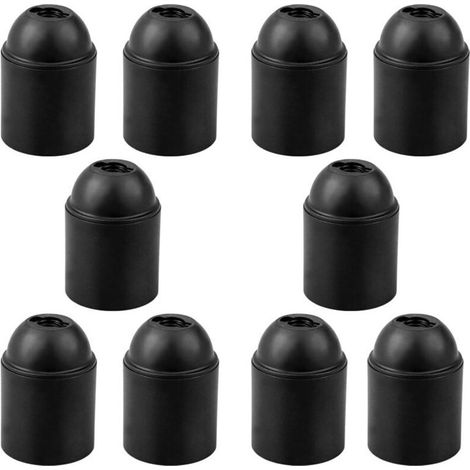 Confezione da 10 portalampada E27 neri, base liscia portalampada E27 per lampadine a vista e filettatura E27 spessa (1/4)