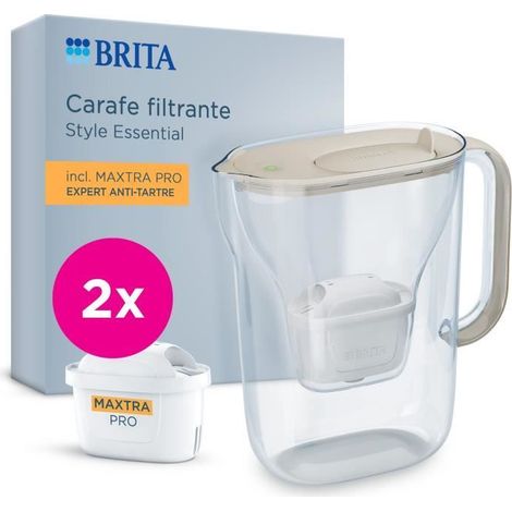 Wassertank BRITA - Style Essential Sand - Kapazität 2,4L, davon 1,4L gefiltertes Wasser - 2 Maxtra Pro Expert Anti-Kalk-Filter (1/5)