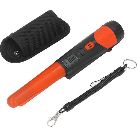Détecteur de métaux professionnel haute sensibilité portable avec écran LCD et fonction lampe torche, couleur orange. (1/5)