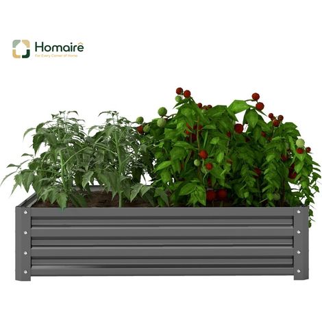 HOMAIRE Hochbeet Hellgrau Stahl für Garten, Terrasse, Balkon