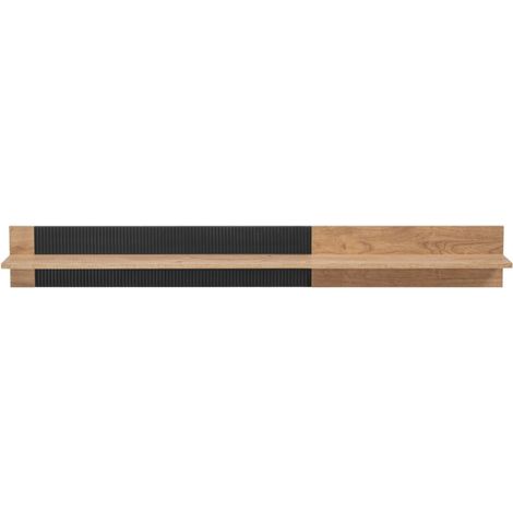Wandregal DOUM – Helles Eichenholz und Schwarz – L160 x H20 x P23 cm