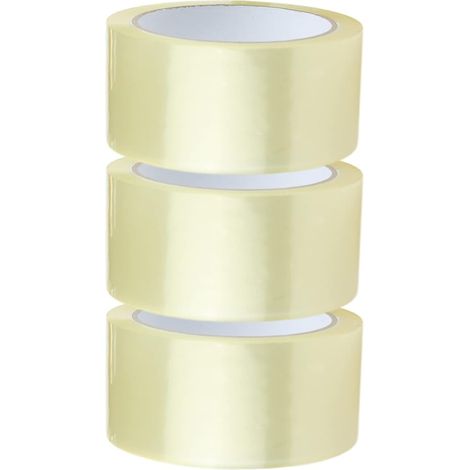 Ruban adhésif transparent pour colis - 3 rouleaux 48 mm x 66 m - Cartons/expéditions/déménagements/colis
