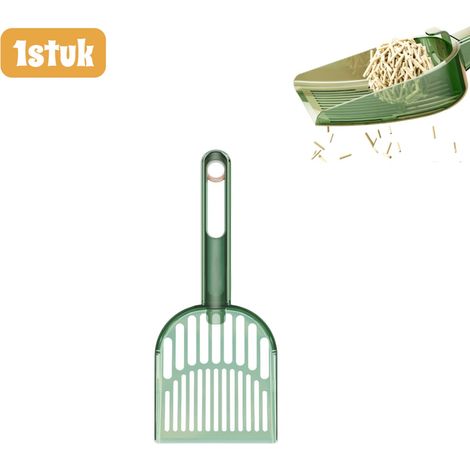 Pelle à litière pour chat en ABS à maille fine pour litière tofu et bentonite couleur vert olive (1/5)