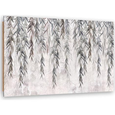 Quadro deco panel, Piante tropicali in grigio su cemento - 100x70 (1/5)
