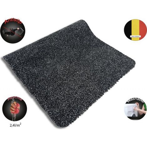 Tapis de couloir KATCOT 80 x 120 cm – Paillasson XL – Coton et microfibre – Anthracite (1/5)