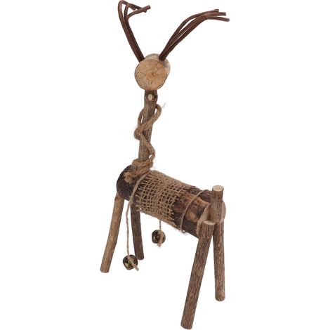 Figurine de cerf en bois faite à la main, figurine de cerf pour couple, artisanat, décoration de bureau, décoration de fenêtre, cadeau de Noël. (1/5)