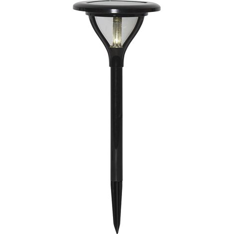 Star Trading Borne solaire Meriva, LED, extérieur, éclairage du chemin, noir, capteur crépusculaire, blanc chaud, 34 cm