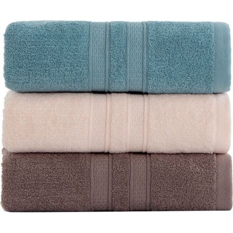 Lot De 3 Draps De Bain Luxe 100% Coton Égyptien Serviette Super Douce 140X70cm