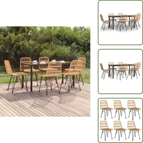 The Living Store Ensemble à manger de jardin 7 pcs Résine tressée - Salle à manger de jardin (1/5)