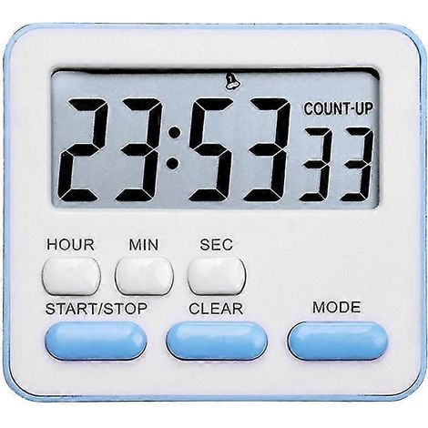 Minuteur de cuisine, réveil, minuteur de cuisson numérique, minuteur magnétique à compte à rebours, grand modèle bleu (1/4)
