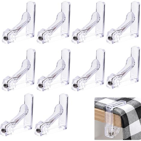 10pcs Transparent Tablecloth Clips, Indoor and Outdoor Tablecloth Fasteners, Fixing Solution for Outdoor Events and Receptions, Clips for Garden and Restaurant Tables (1/5)