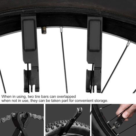 Une paire de poteaux de pneu de vélo, pneus de poteaux de pneu de vélo, outils de remplacement de pneus, outils d'échappement à démontage rapide pour réparer les tuyaux de vélo, noir (1/3)