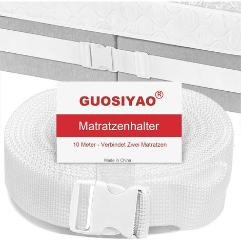 Matratzenverbinder 10m mit Schnellverschluss für zwei Matratzen, weiß