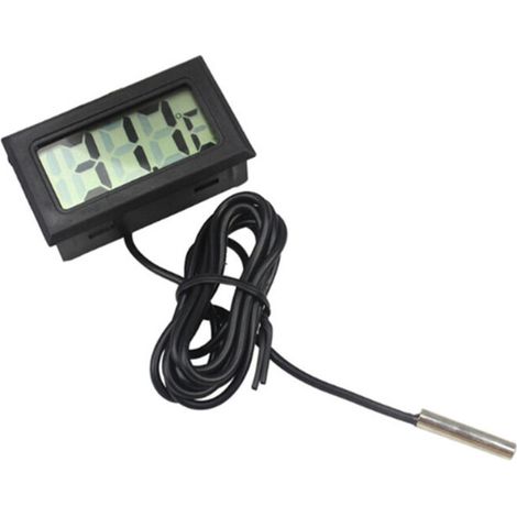 Digitales LCD-Thermometer (einteilig) mit wasserdichter Außensonde für Kühlschrank/Gefrierschrank – Aquarium, Fischbecken (schwarz) – 4,8 cm × 2,8 cm × 1,5 cm