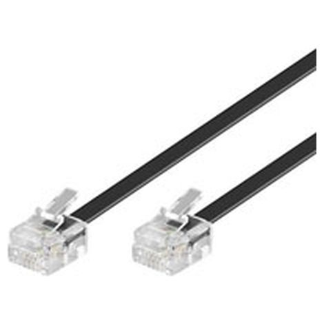 Câble Téléphonique Modulaire, noir, conducteur en aluminium plaqué cuivre (CCA), Prise RJ11 ((6P4C)  Prise RJ11 ((6P4C). Longueur de câble 6 m