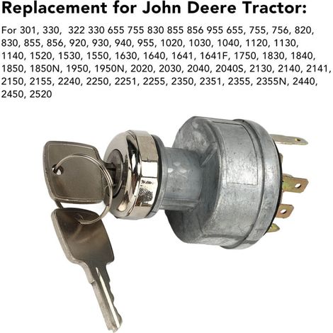 Interrupteur de contact AR58126 avec clés pour tracteur John Deere 322 330 655 755 830 855 956