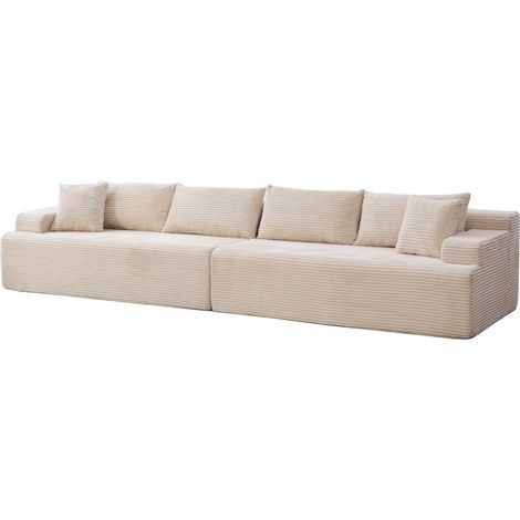 GagaCanapé modulable 6 places chenille ivoire, méridienne