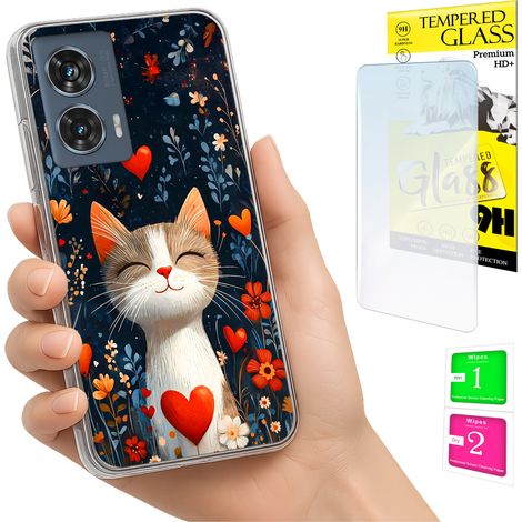 Custodia per Motorola Edge 50 Fusion Photo Case Back Kitten + vetro 9H (1/5)