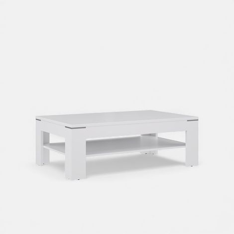 Mesa de centro blanca con estante inferior 120x43x75 Snow (1/4)