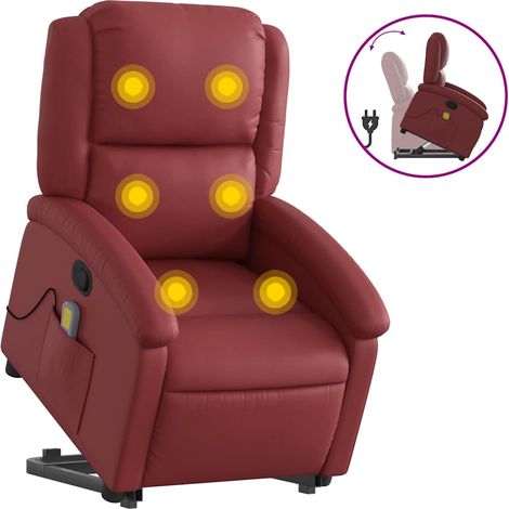 Maison Exclusive - Massagesessel mit Aufstehhilfe Weinrot Kunstle