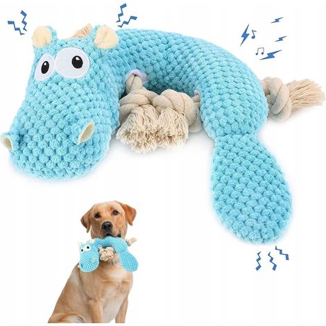 Plüsch-Quietsch-Nilpferd-Hundespielzeug, 24,5 cm, strapazierfähig (1/2)