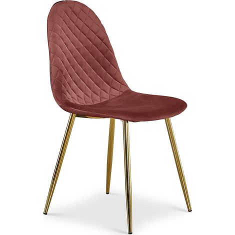 Lot de 8 chaises matelassées Norway Pieds Or et Velours Rose