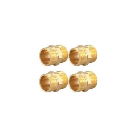 Mamelon Double en Laiton G1/2" (Ø 20mm), 4 Pièces, Raccord Hexagonal pour Connexions Robustes (1/5)