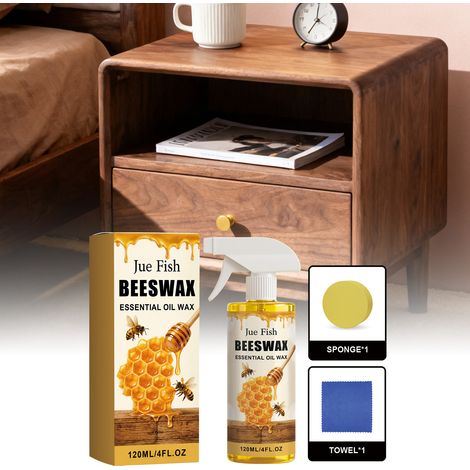 Möbelpolitur mit Bienenwachs für Böden, Tische, Stühle und Holzmöbel: Tägliche Pflege, Polieren, Aufhellen und Reinigen – 120 ml x 1 + Schwamm x 1 + Tuch x 1 -- DTEKGAZ (1/5)
