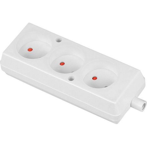 Prise Triple - 16 A - 250 V - Blanc - Type Français - IP20 - Intérieur - 1 Pièce