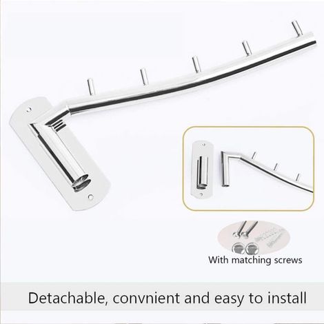 Appendiabiti pieghevole da parete, gancio in acciaio inox con braccio girevole per camera da letto e bagno. (1/4)