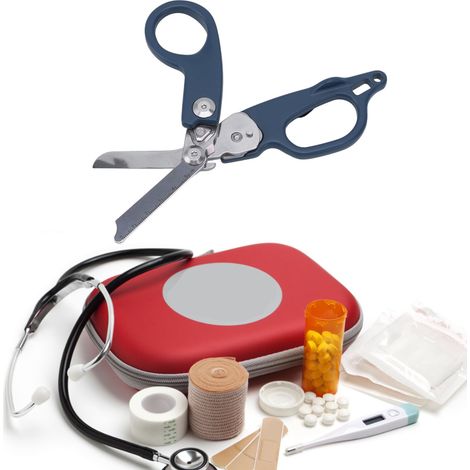 Ciseaux pliants d'urgence pour la maison, ciseaux de jardinage multifonctionnels, bleus (1/5)