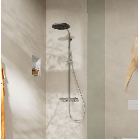 Hansgrohe Ecostat Fine Thermostatic Dual Exposed Mixer Shower & Handset Chrome (1/5)