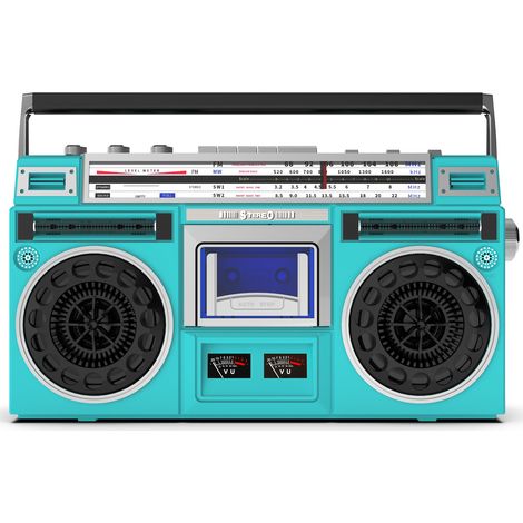 Radio lecteur de cassettes rétro, lecteur CD rétro classique des années 80 Boombox, Boombox de cassette AM/FM, Vert (1/5)
