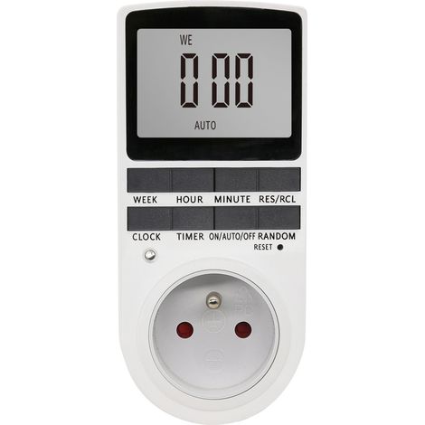 BEBUSINGOTO Enchufe digital programable, temporizador digital diario/semanal, programador de enchufes con pantalla LCD y modo aleatorio antirrobo, ahorro de energía, 16 A/3680 W máx. (1/4)