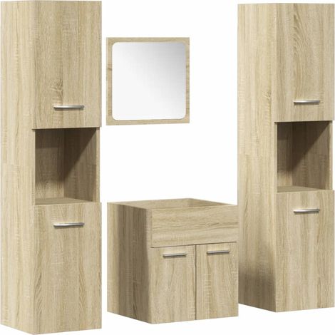 Maison Exclusive - 4-tlg. Badmöbel-Set Sonoma-Eiche Holzwerkstoff