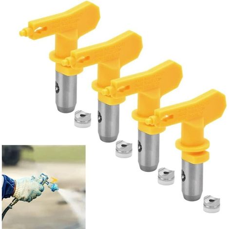 4 PCS Buse de Pulvérisation en Acier Tungstène Airless 517 et 415 Deux Tailles Pistolet â Pulverisation Réversible avec 4 Bagues d'Étanchéité Buse Résistante