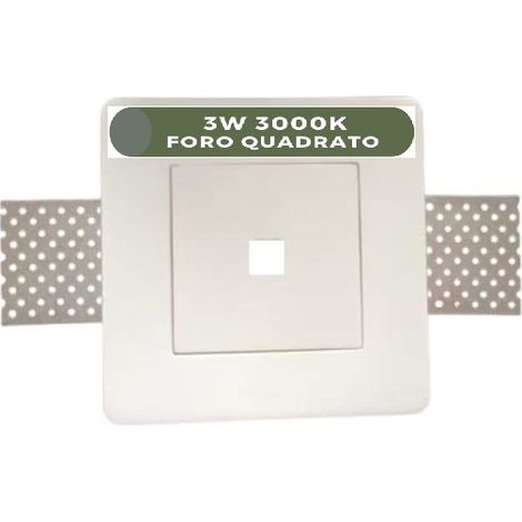Faretto in Gesso LED 3w 3000k 120mm - Foro Quadrato Luce Calda - Mondo LED