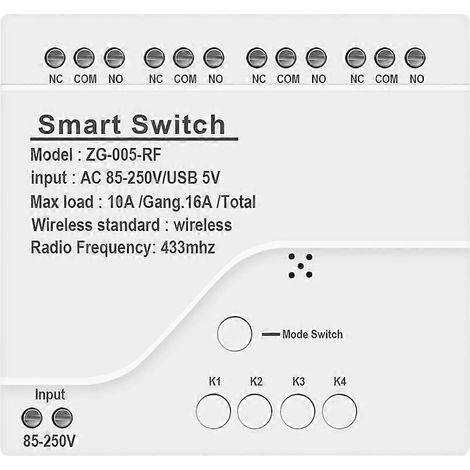 4-Kanal Zigbee Smart-Lichtschaltermodul AC 85-250V RF433 Empfang 10A--