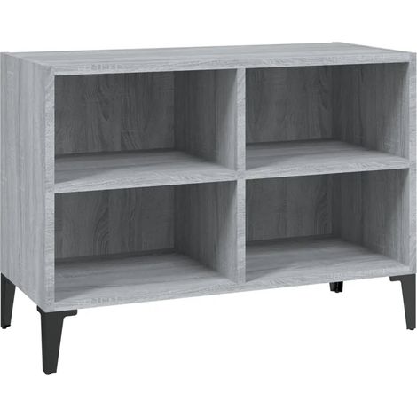 Mueble TV con 4 compartimentos moderno salón 69,5 x 30 x 50 cm de madera contrachapada gris 020048060 (1/4)