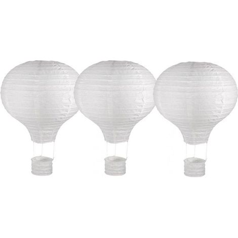 3 lampions en papier montgolfière à chassis métallique Ø 30 x 40 cm