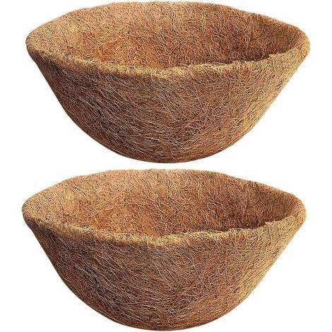 Set of 2 Natural Coconut Fiber Liners for 35cm Flower Pots, Hanging Basket for Flower Pots, Coconut Fiber Replacement for Planters (1/5)
