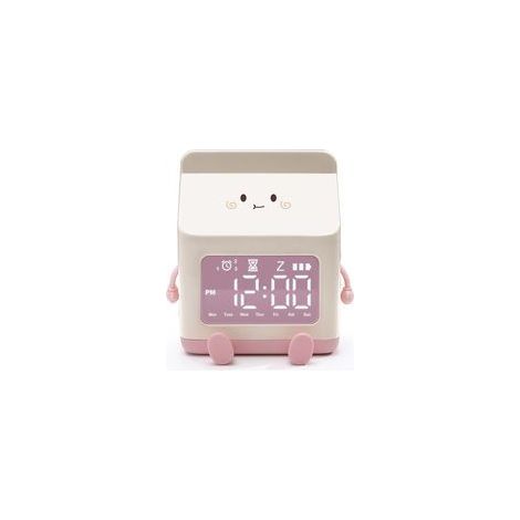 Réveil en forme de brique de lait – Réveil amusant pour la chambre – Rose – (1/5)