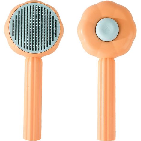 Brosse pour chat couleur orange doux - Lot de 2 - Packaging neutre en anglais, douce sur la peau (1/5)