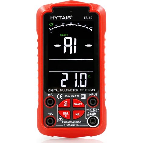 Multimètre numérique HYTAIS TS-60 6000 points Batterie rechargeable haute précision Détection de fil sous tension Mesure de courant de tension AC/DC. (1/5)