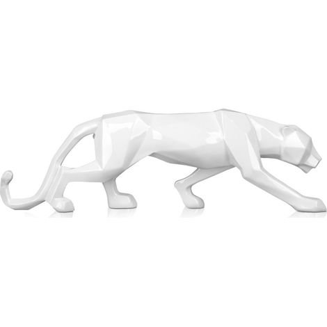 Escultura PANTERA Grande Fuerza Poder Color Blanco 14 x 45 x 9 cm - SpazioLuzio