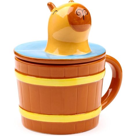 Capybara Mug with Lid, Ceramic, 12 oz Capacity (1/5)