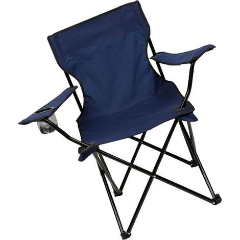 Chaise pliante portable, légère, facile à transporter, robuste et confortable - idéale pour le camping, la pêche, les barbecues et la randonnée. Noire. (1/5)